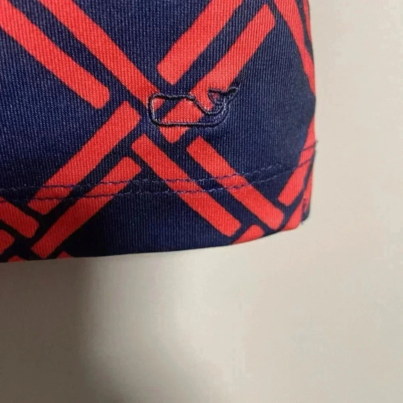 Vineyard Vines Sankaty Boatneck Deep Bay Geo Top Womens M Navy Red Texas 3/4 Slv - Picture 3 of 9